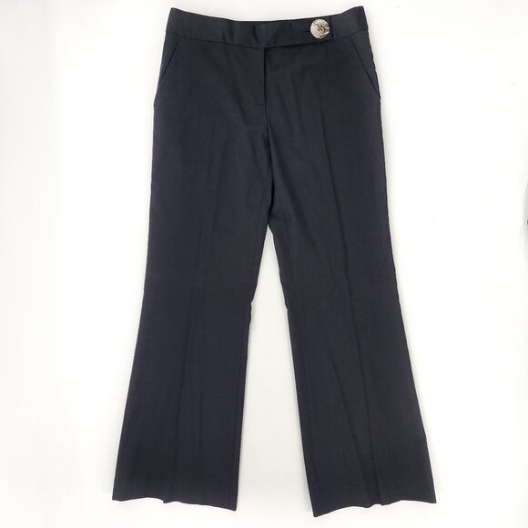 TORY BURCH Black Flare Leg Wool Trouser Pants - Picture 1 of 4